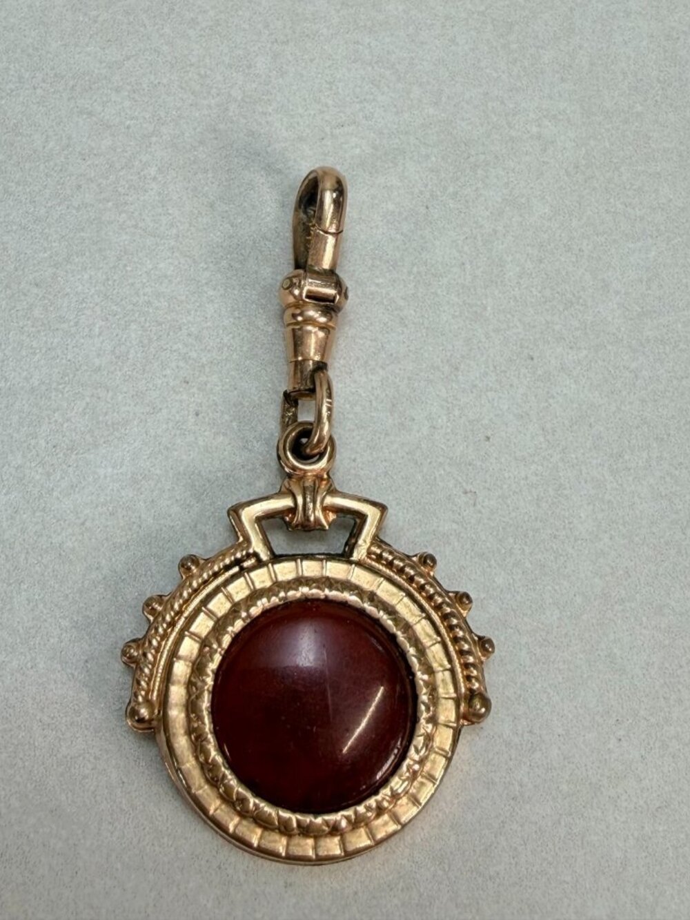 Antique Edwardian Gold Filled Horse & Carnelian Swivel Watch Fob Charm Pendant - Picture 4 of 9